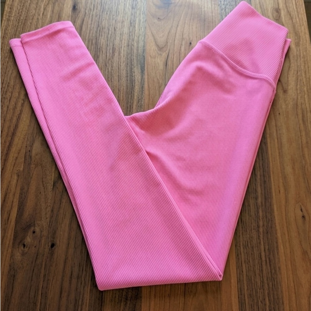 LOVESHACKFANCY X BEACHRIOT High-Waist Ribbed Bubblegum Pink Piper Leggings - Picture 4 of 5